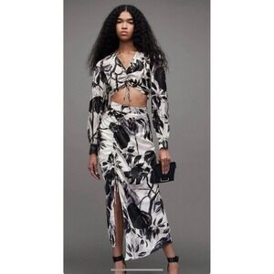 All Saints NWT Carla Jackie Top Cropped Blouse Gathered Center Silk Blend Size 0